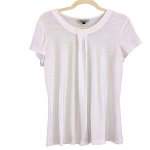 Womens Cintas White Short-Sleeve Pleated Blouse Size S